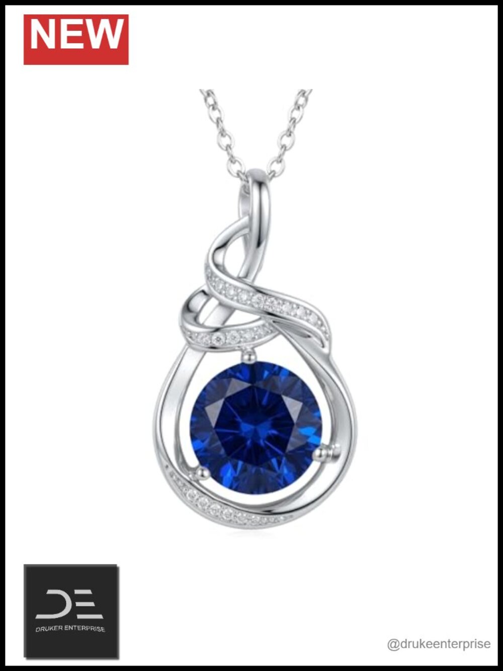 Elegant Teardrop Birthstone Pendant Necklace Women's 18in 14K White Gold Base